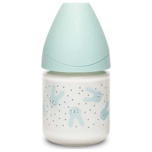 Suavinex Γυάλινο Μπιμπερό 120ml Με Θηλή Σιλικόνης 0+Μ Hygge Rabbit Green