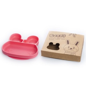Babywise Cub Πιάτο Σιλικόνης Κουνελάκι με Χωρίσματα SLP042 Ροζ, 1τμχ