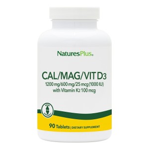 Natures Plus Cal/Mag/VitD3/VitK2 Συμπλήρωμα Διατροφής με Ασβέστιο, Μαγνήσιο, Βιταμίνες D3&K2, 90tabs