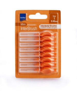Intermed Mini Ergonomic InterBrush Μεσοδόντια Βουρτσάκια Πορτοκαλί 0.45mm Μέγεθος 1, 8τμχ