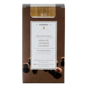 Korres Argan Oil Advanced Colorant Μόνιμη Βαφή Μαλλιών 8.0 Ξανθό Ανοικτό, 50ml