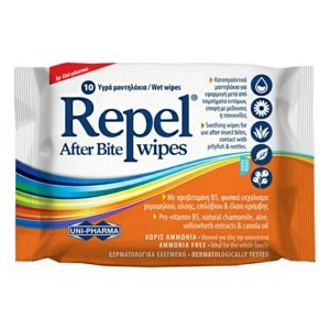 Uni-Pharma Repel After Bite Wipes Καταπραϋντικά Μαντηλάκια για Μετά το Τσίμπημα, 10τμχ