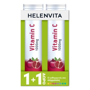 Helenvita 1+1 Δώρο Vitamin C 1000mg Συμπλήρωμα Διατροφής Με Βιταμίνη C 1000mg Με Γεύση Ρόδι, 20αναβρ.δισκία