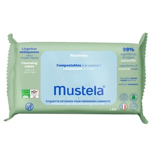 Mustela Cleansing Wipes Eco-Responsible Υγρά Μαντηλάκια Καθαρισμού Οικιακής Κομποστοποίησης, 60τμχ