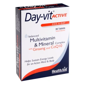 Health Aid Day-Vit Active Co Q10 Συμπλήρωμα Διατροφής για Ενέργεια και Τόνωση με Ginseng και Συνενζυμο Q10, 30tabs