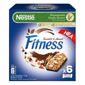 Nestle Fitness Bar Μπάρες Δημητριακών Σοκολατα & Αμύγδαλα, 6τμχ