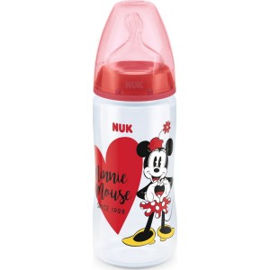 Nuk First Choice Plus Πλαστικό Μπιμπερό Με Θηλή Σιλικόνης 6-18m Κόκκινη Καρδιά Minnie, 300ml
