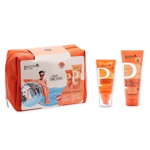 Panthenol Extra Promo Sunproof Essentials με Sun Care Αντηλιακή Κρέμα-Gel Προσώπου με Χρώμα SPF50 50ml & Sun Care Αντηλιακό Γαλάκτωμα Προσώπου & Σώματος SPF50 100ml + Δώρο Πορτοκαλί Νεσεσέρ