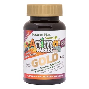 Natures Plus Animal Parade Gold Assorted,Γεύση Κεράσι-Σταφύλι-Πορτοκάλι, 60 Mασώμενες Tαμπλέτες