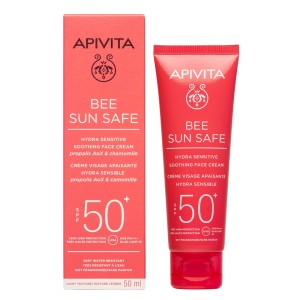 Apivita Bee Sun Safe Hydra Sensitive Face Cream SPF50+ Καταπραϋντική Κρέμα Προσώπου Για Ευαίσθητες Επιδερμίδες, 50ml