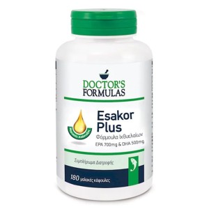 Doctors Formulas Esakor Plus Φόρμουλα Ιχθυελαίων EPA 700mg & DHA 500mg Ωμέγα 3 Λιπαρά Οξέα, 180 μαλακές κάψουλες