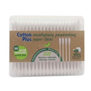 COTTON PLUS ΩΤΟΚΑΘΑΡΙΣΤΕΣ 200τεμ. - (KAΣETINA) (PAPER STICK)