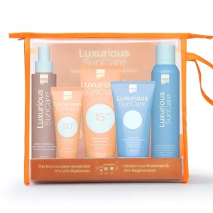 Intermed Promo Luxurious Suncare High Protection Αντηλιακή Κρέμα Προσώπου SPF50, 75ml & Αντηλιακή Κρέμα Σώματος SPF15, 200ml & Λάδι Μαυρίσματος, 200ml & After Sun Δροσιστικό Gel, 150ml & Αντιοξειδωτικό Σπρέι Σώματος, 200ml