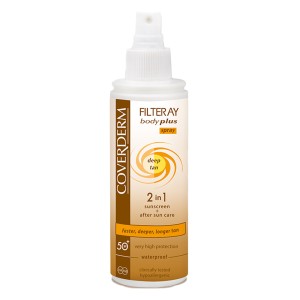 Coverderm Filteray Body Tan Spray Αδιάβροχο Σπρέι Σώματος SPF50 που Επιταχύνει το Μαύρισμα, 100ml