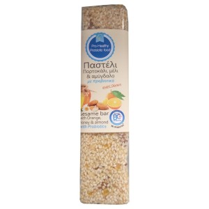 Natural Products Παστέλι με Πορτοκάλι, Μέλι, Αμύγδαλο & Προβιοτικά Χωρίς Ζάχαρη, 90gr