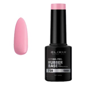 Elixir Make-up Semi Gel Ημιμόνιμο Επαγγελματικό Βερνίκι Νυχιών Νο738 Rubber Base, 5ml