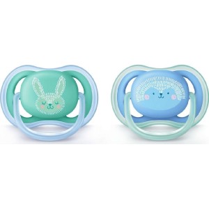 AVENT Πιπίλα Σιλικόνης SCF344/22 Ultra Air 6-18 μηνών Γαλάζιο/Πράσινο - 2 Τεμ.