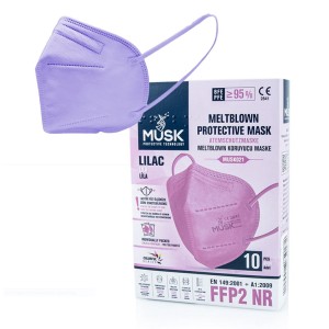 Musk Meltblown Protective Mask FFP2 NR  Προστατευτική Μάσκα μιας Χρήσης, Μωβ Lilac, 10 Τμχ