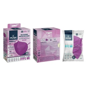 Musk Meltblown Protective Mask FFP2 NR Προστατευτική Μάσκα μιας Χρήσης Μωβ, 10τμχ