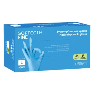 Soft Care Fine Γάντια Νιτριλίου Μπλε Large, 100τμχ
