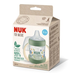 Nuk Nature Εκπαιδευτικό Μπιμπερό Σιλικόνης με Λαβές Πράσινο 6m+,150ml