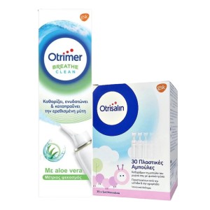 Otrimer Breathe Clean Ισότονο Aloe Vera Μέτριος Ψεκασμός 100ml & Δώρο Otrisalin Αμπούλες Φυσιολογικού Ορού, 5ml x 30τμχ