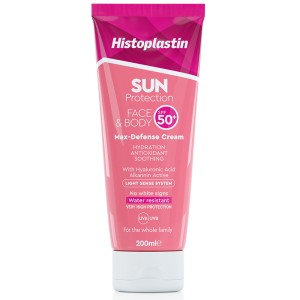 Histoplastin Sun Protection Face & Body Max Defense Cream SPF50+ Αντηλιακή Κρέμα Προσώπου & Σώματος Υψηλής Προστασίας, 200ml
