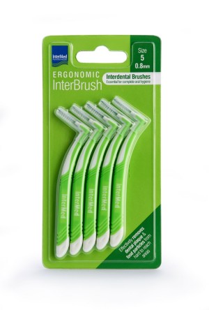  Intermed Ergonomic InterBrush Μεσοδόντια Βουρτσάκια Πράσινα 0.8mm Μέγεθος 5, 5τμχ 