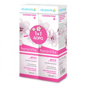 Helenvita Σετ Διπλό Πακέτο 1+1 Δώρο Femin Vita Cleansing Foam Αφρός Καθαρισμού για την Ευαίσθητη Περιοχή, 300ml 