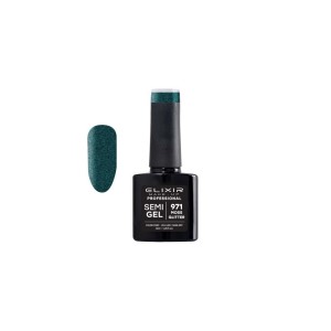 Elixir Make-up Semi Gel Ημιμόνιμο Επαγγελματικό Βερνίκι Νυχιών Νο971 Moss Glitter, 8ml