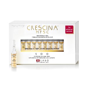 Labo Crescina HFSC Men 500, Αγωγή για Άνδρες για Μεσαία Στάδια Αραίωσης, 10 αμπούλες x 3.5ml