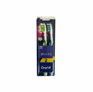 Oral-B 3D White Duo Medium Toothbrush Μέτρια Χειροκίνητη Οδοντόβουρτσα Τιρκουάζ, 2τμχ