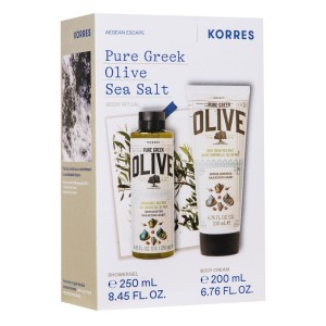 Korres Pure Greek Olive Θαλασσινό Aλάτι Αφρόλουτρο 250ml + Eνυδατικό Γαλάκτωμα Σώματος 200ml, 1σετ
