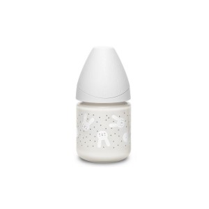 Suavinex Γυάλινο Μπιμπερό 120ml Με Θηλή Σιλικόνης 0+Μ Hygge Rabbit Grey