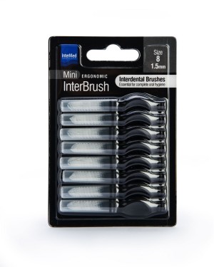  Intermed Mini Ergonomic InterBrush Μεσοδόντια Βουρτσάκια Μάυρα 1.5mm Μέγεθος 8, 8τμχ