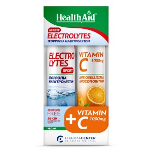 Health Aid Promo Pack Electrolytes Sport Ηλεκτρολύτες 20 αναβρ.δισκία & Vitamin C 1000mg 20 αναβρ.δισκία