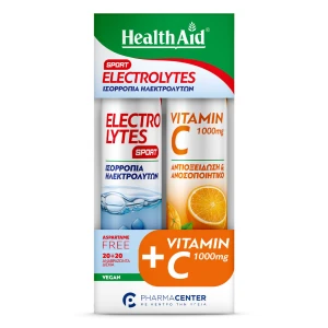 Health Aid Promo Pack Electrolytes Sport Ηλεκτρολύτες 20 αναβρ.δισκία & Vitamin C 1000mg 20 αναβρ.δισκία
