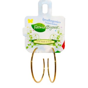 Farma Bijoux Υποαλλεργικά Σκουλαρίκια Κρίκοι 40mm σε Χρυσό Χρώμα, 1 ζευγάρι