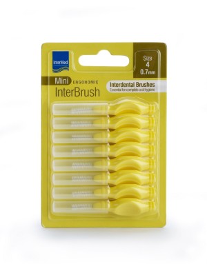  Intermed Mini Ergonomic InterBrush Μεσοδόντια Βουρτσάκια Κίτρινα 0.7mm Μέγεθος 4, 8τμχ