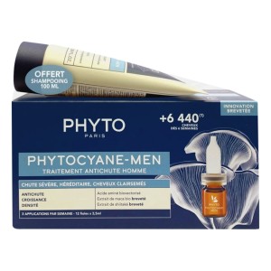 Phyto Phytocyane Promo Anti-Hair Loss Treatment for Men Αγωγή Τριχόπτωσης για Άνδρες, 12x3.5ml & Δώρο Αναζωογονητικό Σαμπουάν, 100ml, 1σετ