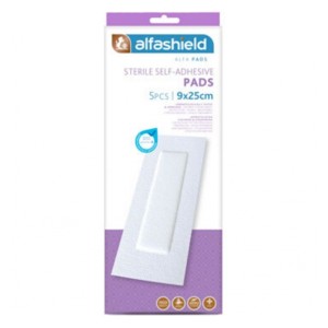 Alfashield Sterile Self-Adhesive Pads Αποστειρωμένα Αυτοκόλλητα Επιθέματα 9X25cm, 5τμχ