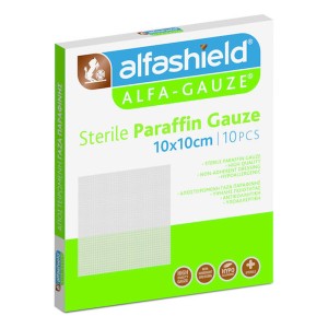 Alfashield Alfa-Gauze Sterile Paraffin Αποστειρωμένες Γάζες 10x10cm, 10τμχ