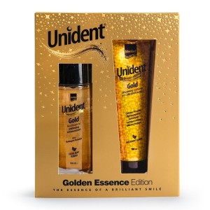 Unident Golden Essence Edition Λευκαντική Οδοντόπαστα Unident Gold Whitening & Στοματικό Διάλυμα Unident Gold