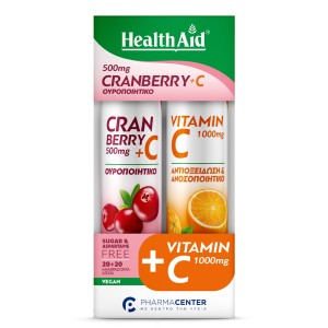Health Aid Promo Pack Cranberry 500mg + Vitamin C 1000mg, 20+20αναβρ.δισκία