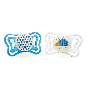 Chicco Πιπίλες Σιλικόνης για 16-36 μηνών Νυκτός Pink-White, 2τμχ