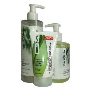 Macrovita Λάδι Ελιάς & Λεμόνι Gel Καθαρισμού Χεριών 300ml, Υγρό Πράσινο Σαπούνι 300ml & Κρέμα Χεριών 60ml