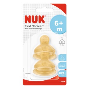 Nuk First Choice + Θηλές από Καουτσούκ Μεγάλης Ροής 6m+, 2τμχ