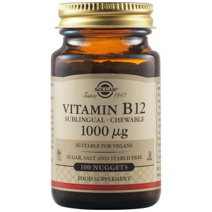 Solgar Vitamin B12 1000 μg Μασώμενα Δισκία Βιταμίνη B12 για την Ομαλή Λειτουργία του Νευρικού Συστήματος, 100nuggets