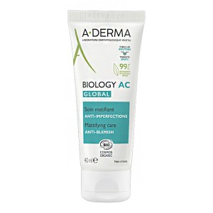 A-Derma Biology AC Global Mattifying Care Anti-Blemish Ενυδατική Κρέμα κατά των Ατελειών, 40ml