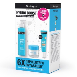 Neutrogena® Hydro Boost Limited Edition Promo Pack με Ενυδατικό Καθαριστικό Προσώπου 200ml, Ενυδατική Κρέμα Προσώπου Σε Μορφή Gel 50ml & ΜINI Αντηλιακή Ενυδατική Κρέμα SPF50, 1σετ
